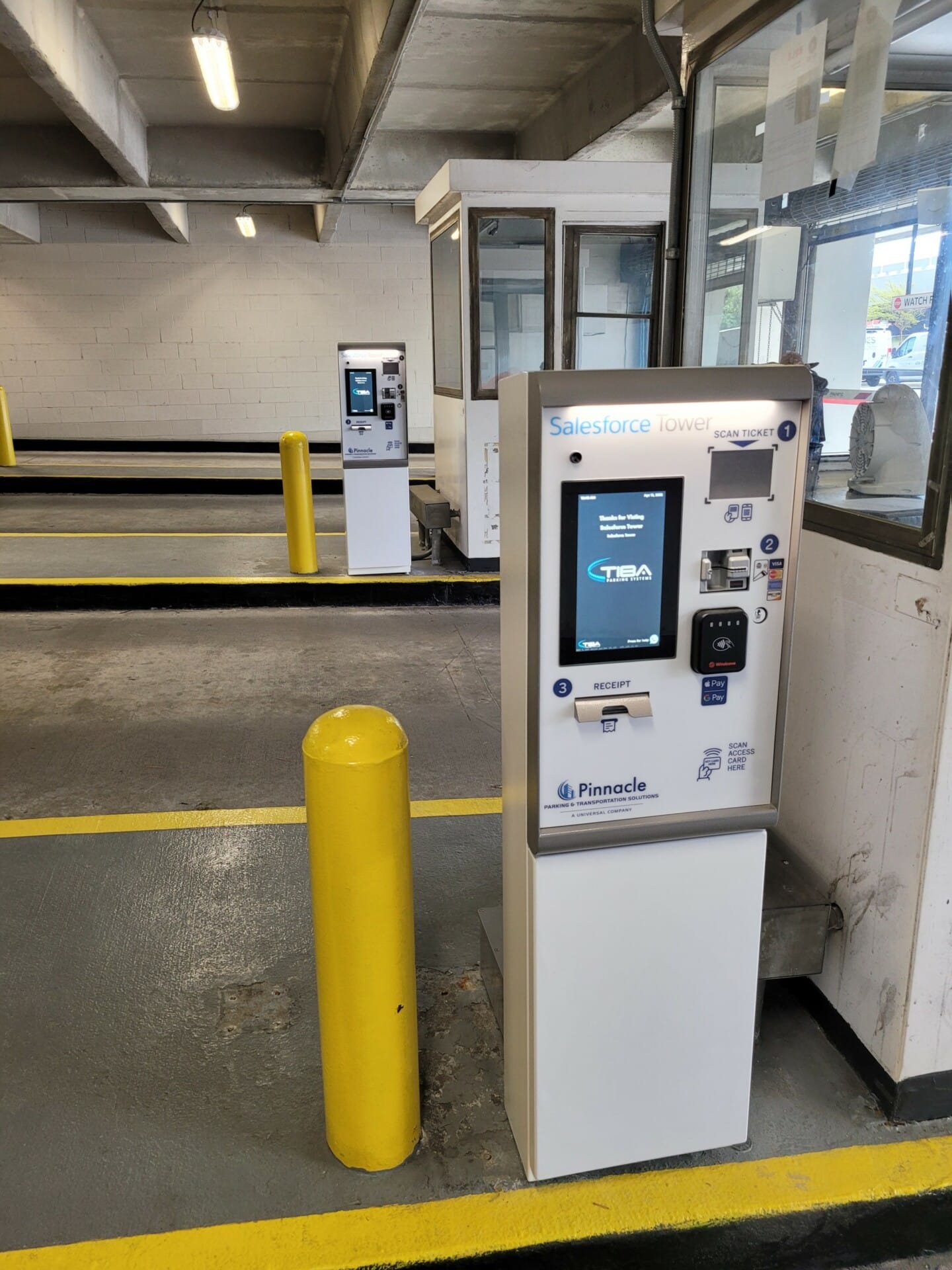 Ticket payment at exit of parking area.
