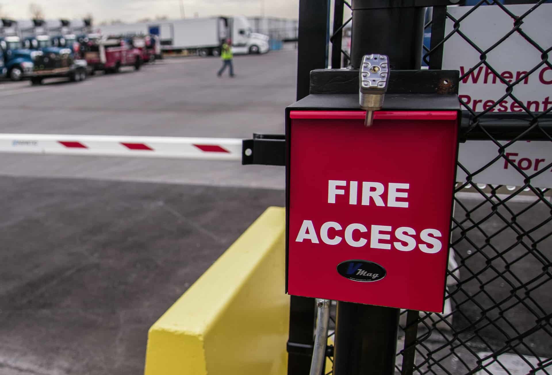 Fire access box at security gate entry