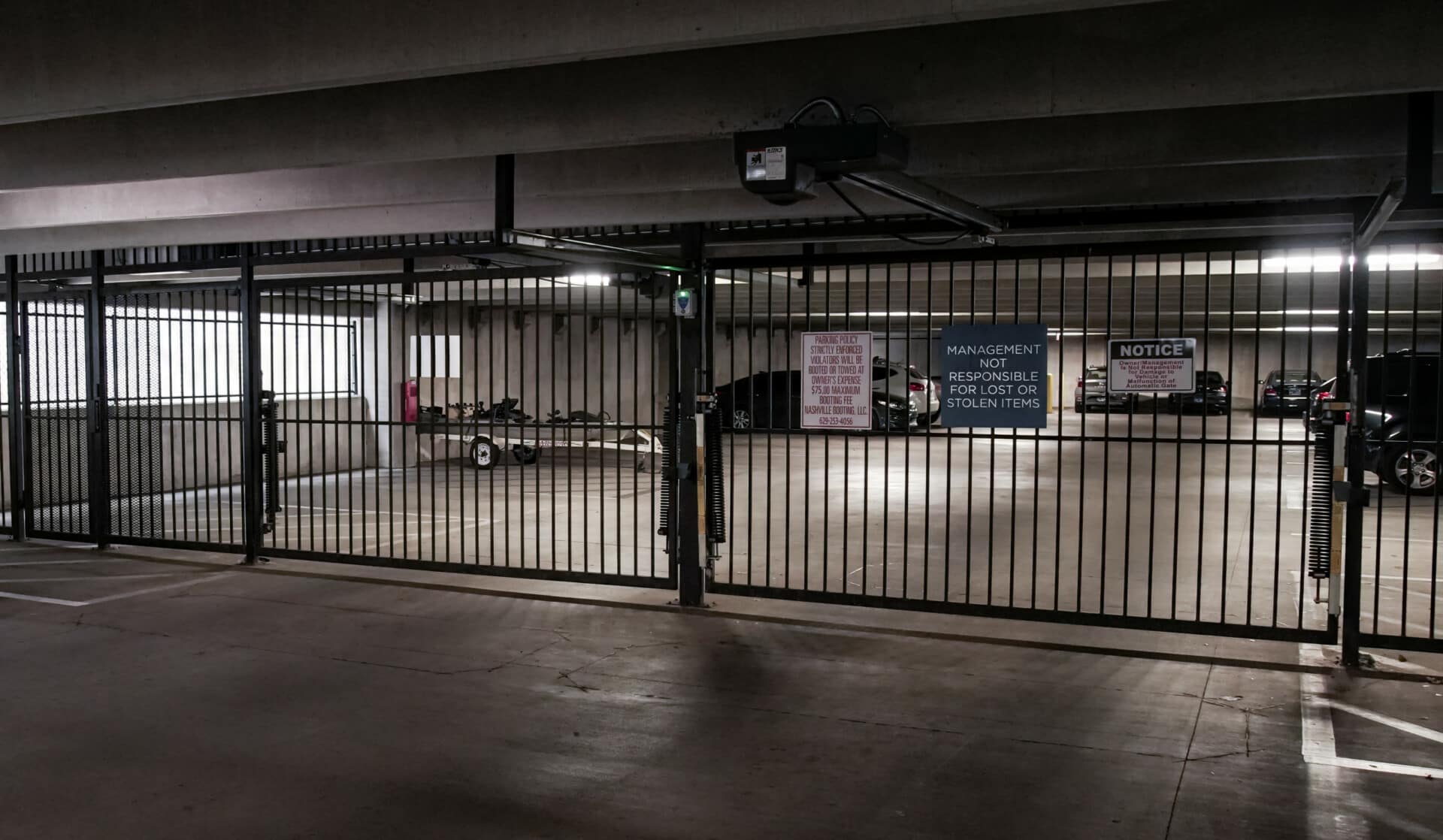 Security gate for separate parking area