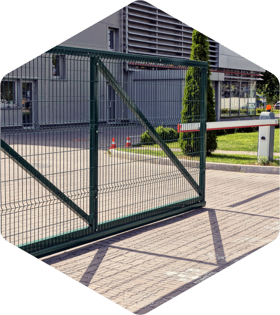 Gated entry with motion gate and lift arm.