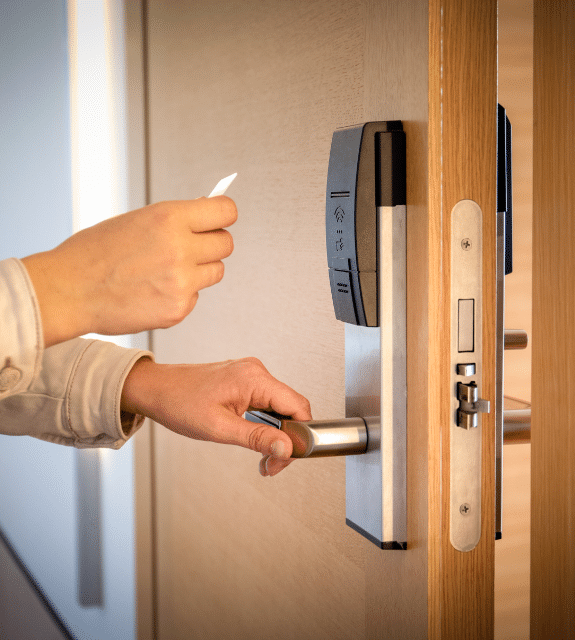 Keyless door entry with smart card proximity badges